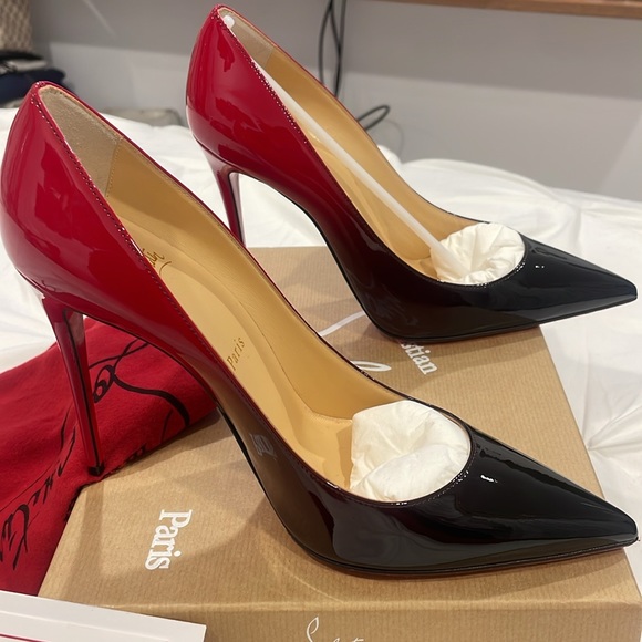 Brand new Christian Louboutin Kate 100 patent black and red ombré heels - Picture 5 of 8